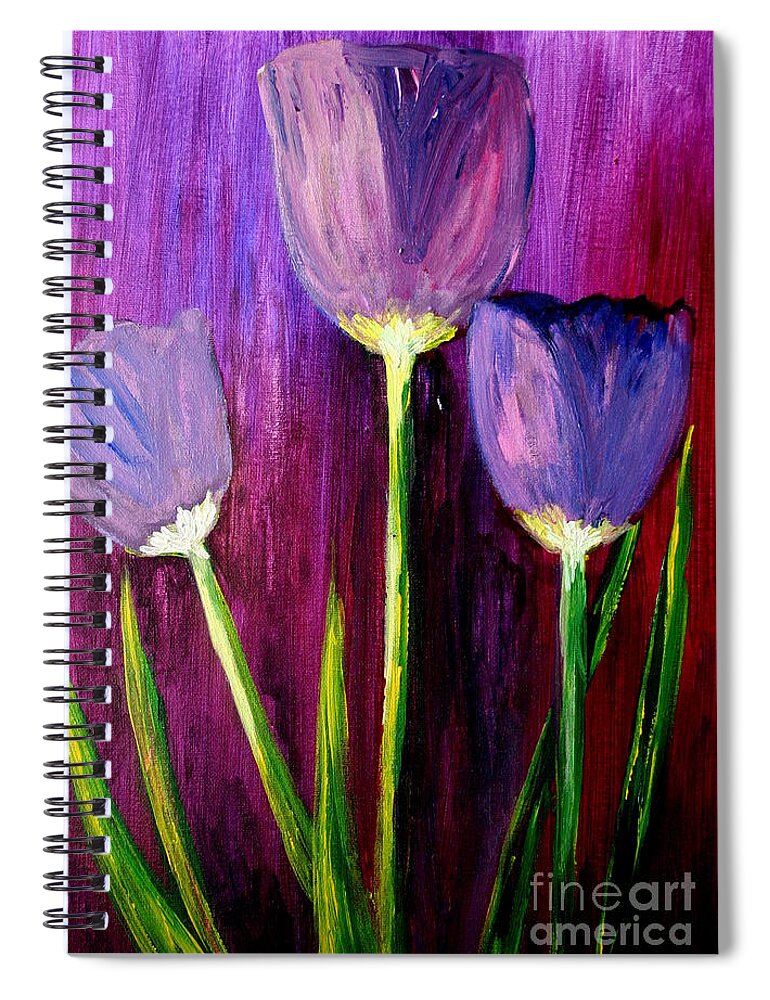 Flower Spiral Notebook featuring the painting Purely Purple by Julie Lueders 