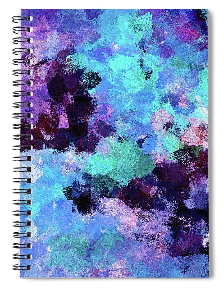 Abstract Spiral Notebook featuring the painting Purple and Blue Abstract Art by Inspirowl Design