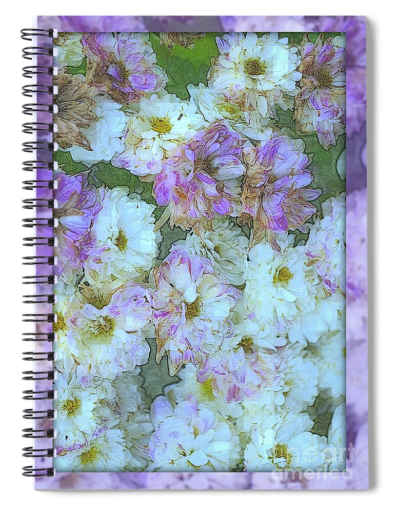 Flower Spiral Notebook featuring the photograph Purple and White Fantasy - Flowers of Spring - variation by Miriam Danar