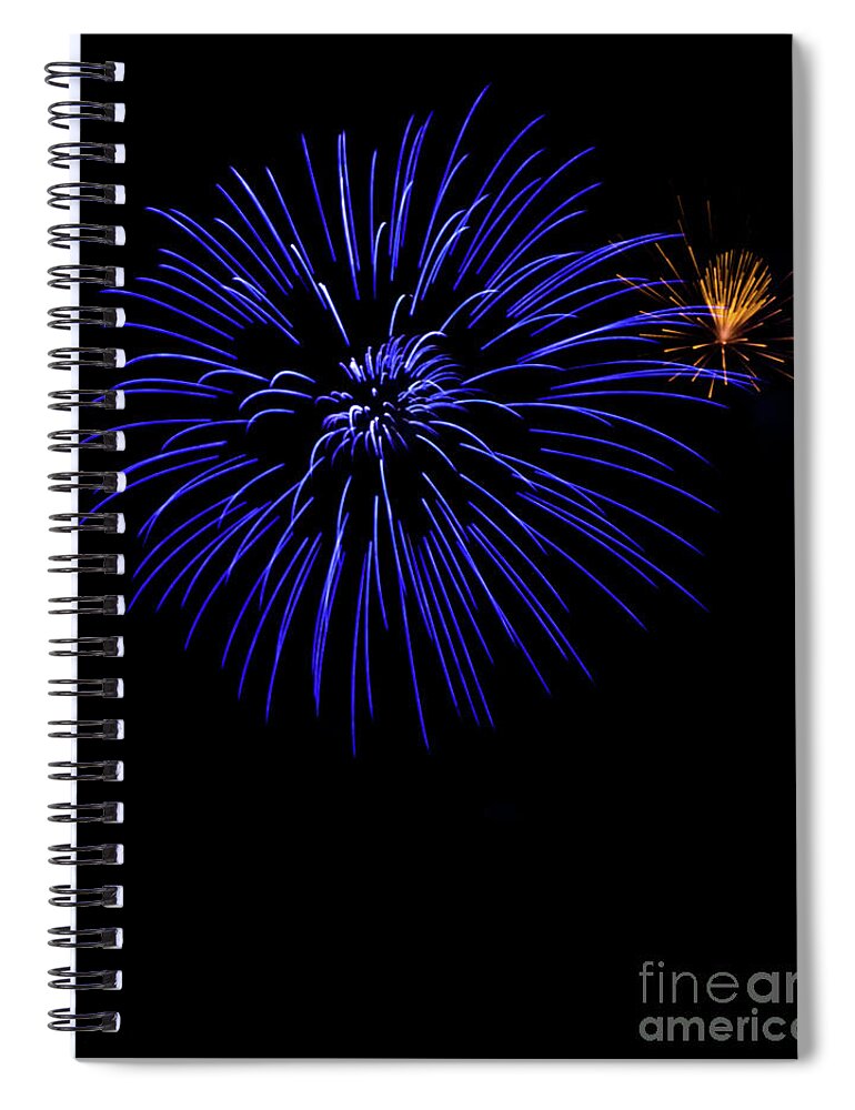 Fireworks Spiral Notebook featuring the photograph Purple And Yellow Fireworks by Suzanne Luft