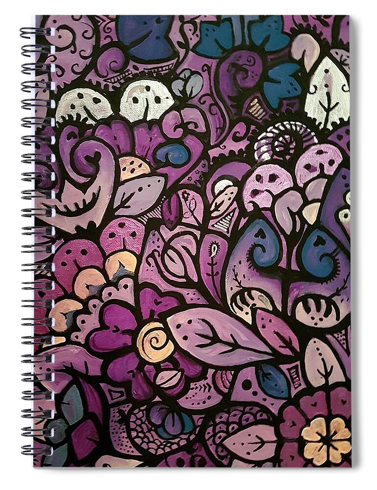 Mandala Paisley Purple Floral Spiral Notebook featuring the painting Purple by Carole Hutchison