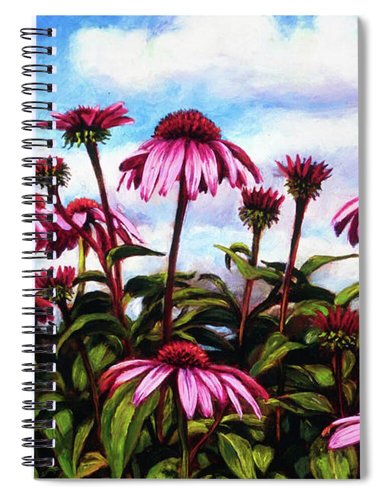 Flowers Spiral Notebook featuring the painting Purple Coneflowers by Marie Witte