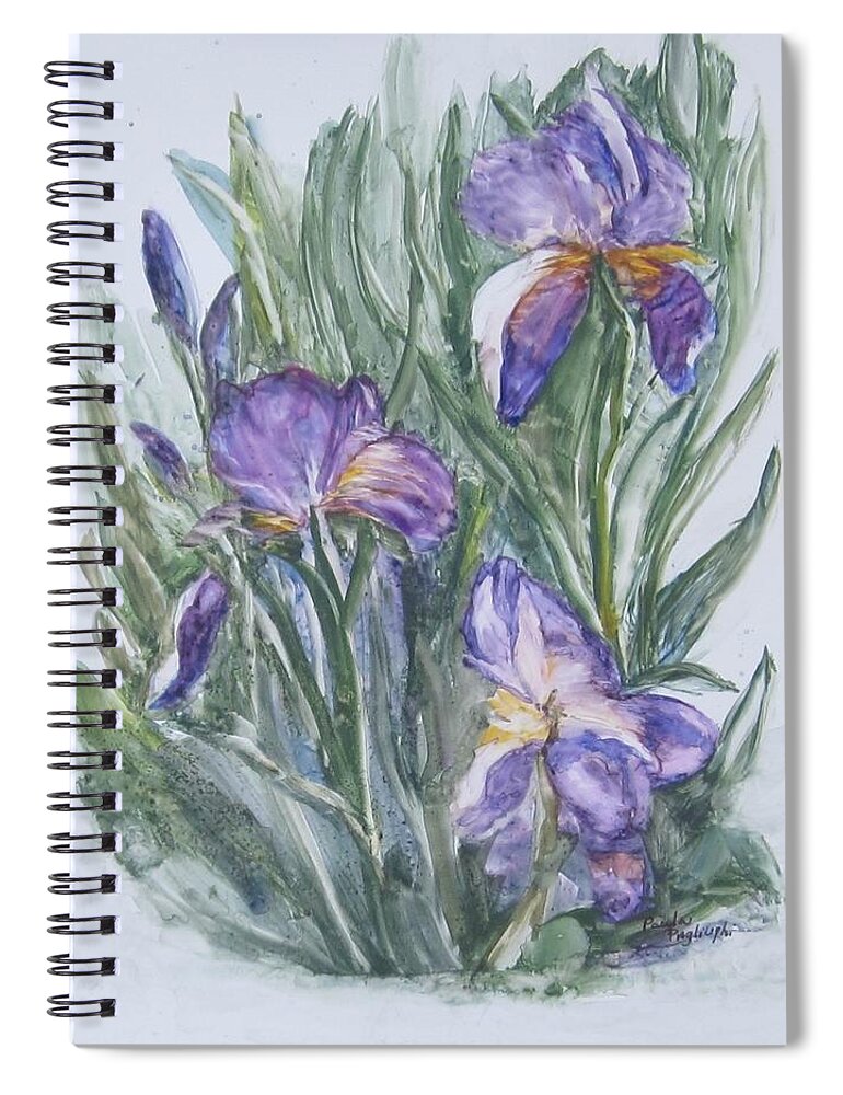 Painting Spiral Notebook featuring the painting Purple Iris Watercolor by Paula Pagliughi