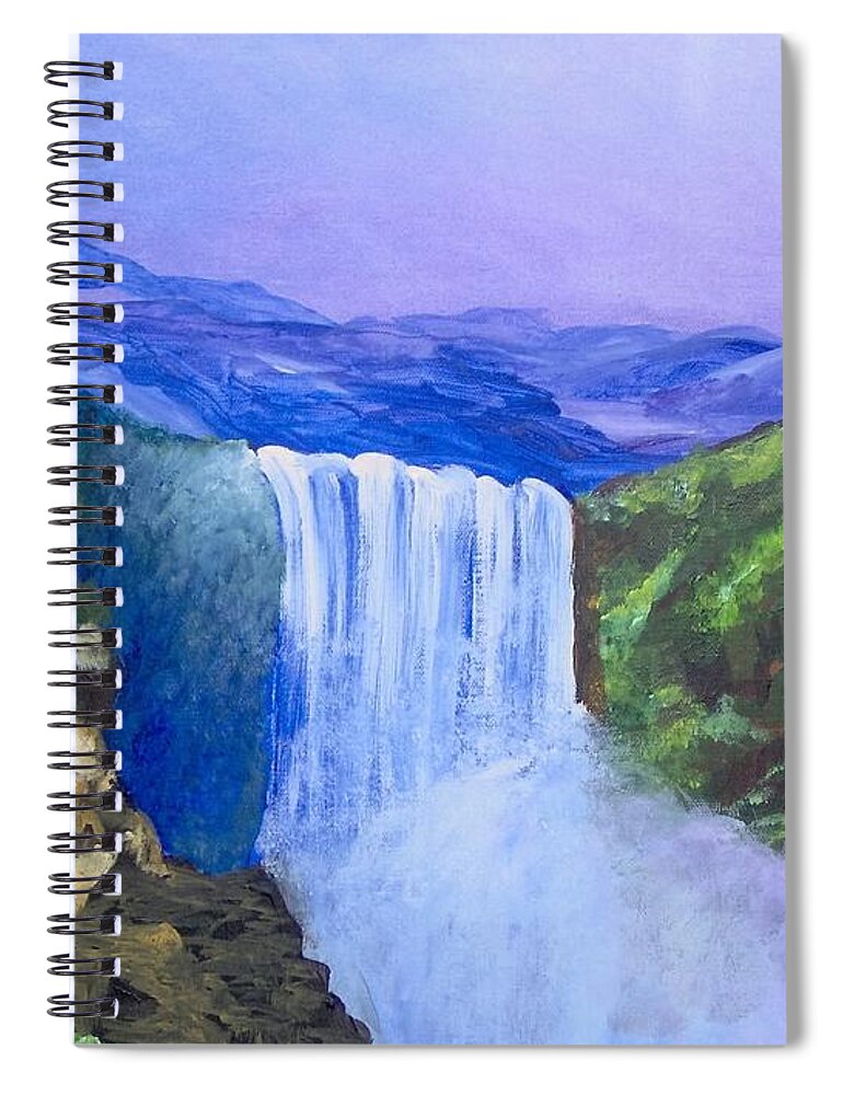 Landscape Spiral Notebook featuring the painting Purple Mountains by Saundra Johnson