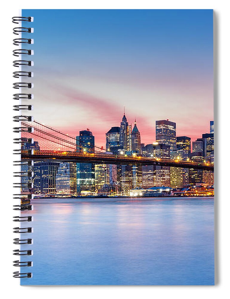 America Spiral Notebook featuring the photograph Purple NYC sunset by Mihai Andritoiu