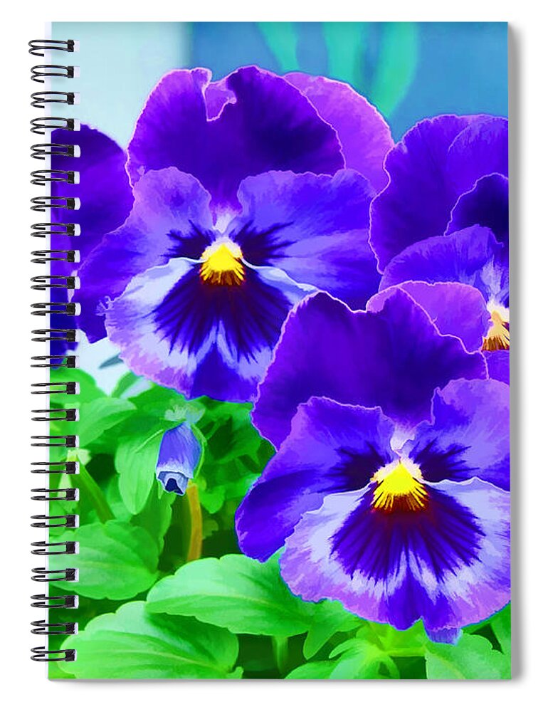 Pansies Spiral Notebook featuring the photograph Purple Pansies by Wendy McKennon