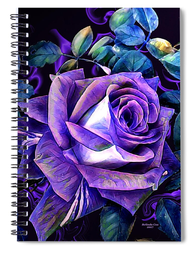 Digital Art Spiral Notebook featuring the digital art Purple Rose Bud Painting by Artful Oasis