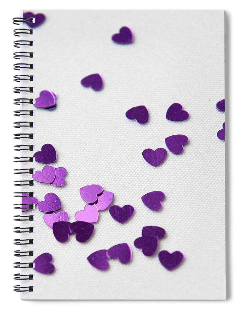Hearts Spiral Notebook featuring the photograph Purple Scattered Hearts ii by Helen Jackson