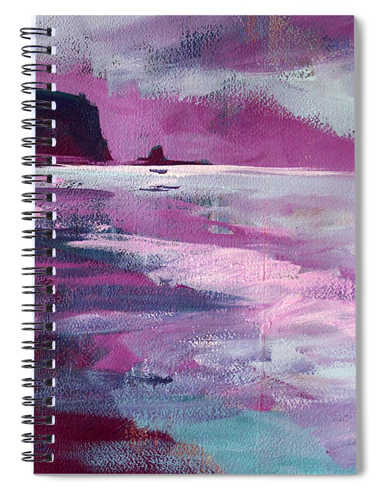Puget Sound Spiral Notebook featuring the painting Purple Sea by Nancy Merkle