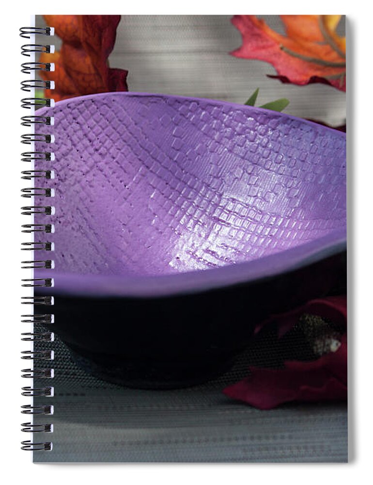 Ceramic Spiral Notebook featuring the ceramic art Purple Triangular Bowl by Suzanne Gaff