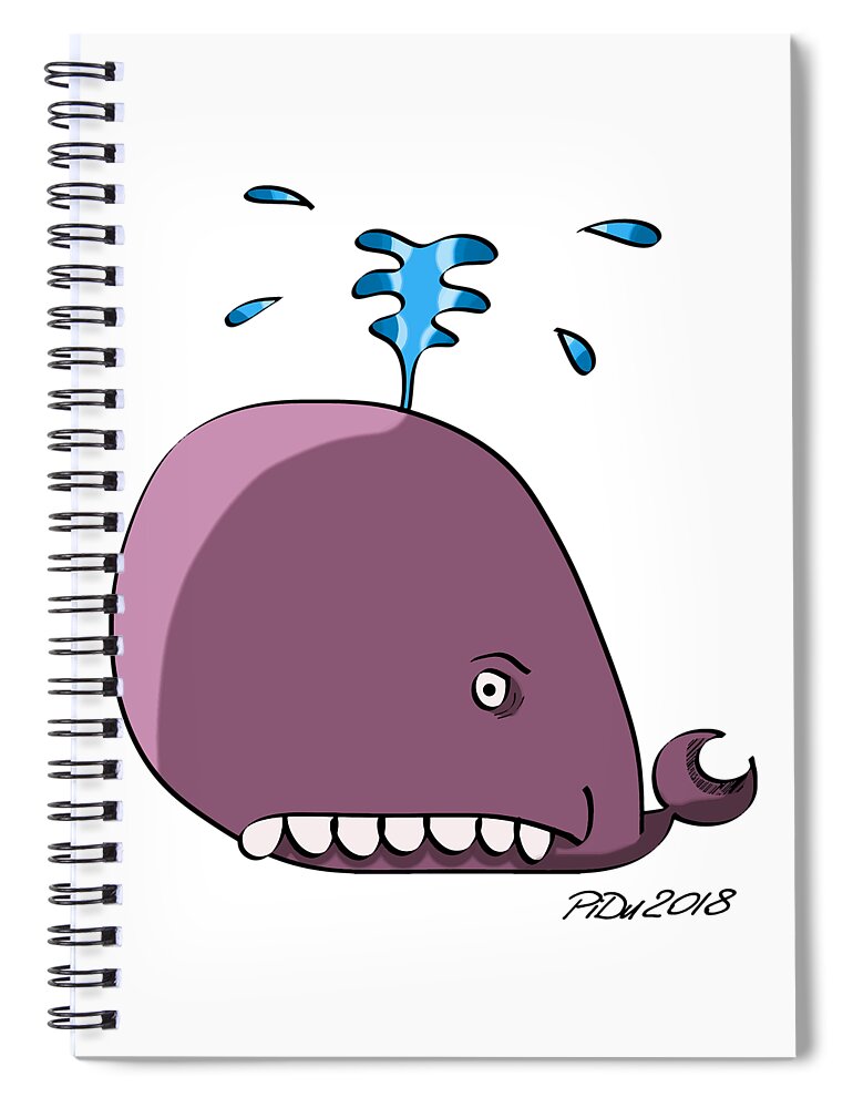 Purple Spiral Notebook featuring the digital art Purple Whale by Piotr Dulski