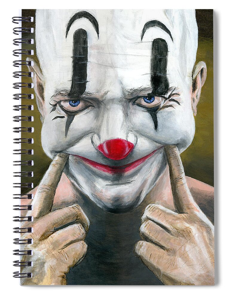 Clown Spiral Notebook featuring the painting Put on a Happy Face by Matthew Mezo
