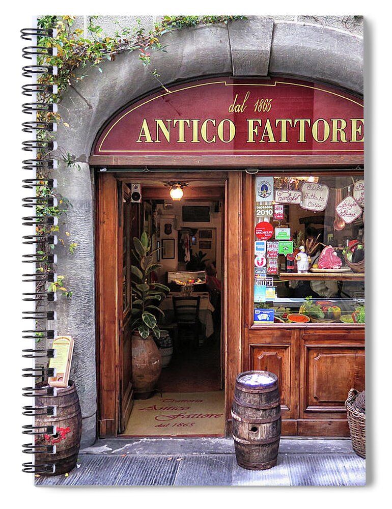 Restaurant Spiral Notebook featuring the photograph Quaint Restaurant in Florence by Dave Mills