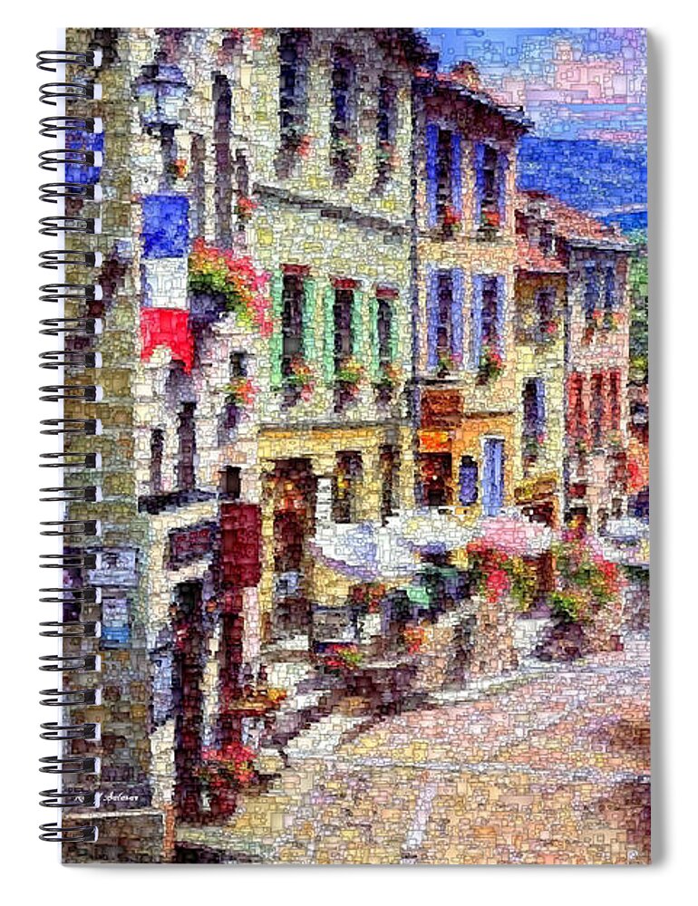 Rafael Salazar Spiral Notebook featuring the digital art Quaint Streets from Nice France. by Rafael Salazar