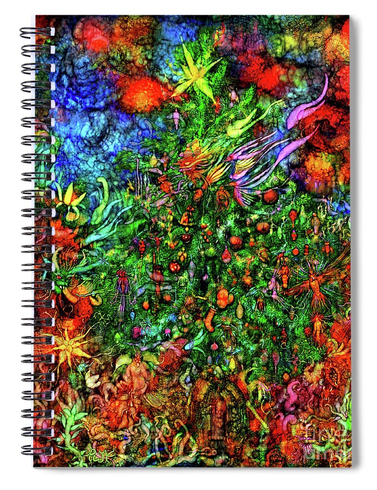Avian Spiral Notebook featuring the digital art Qualia's Christmas by Russell Kightley