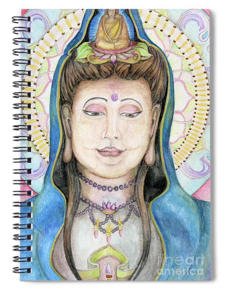 Quanyin Spiral Notebook featuring the painting Quan Yin by Jo Thomas Blaine