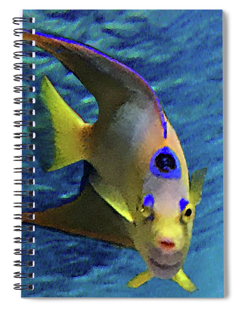 Queen Angel Fish Spiral Notebook featuring the mixed media Queen Angel Fish by Steve Karol