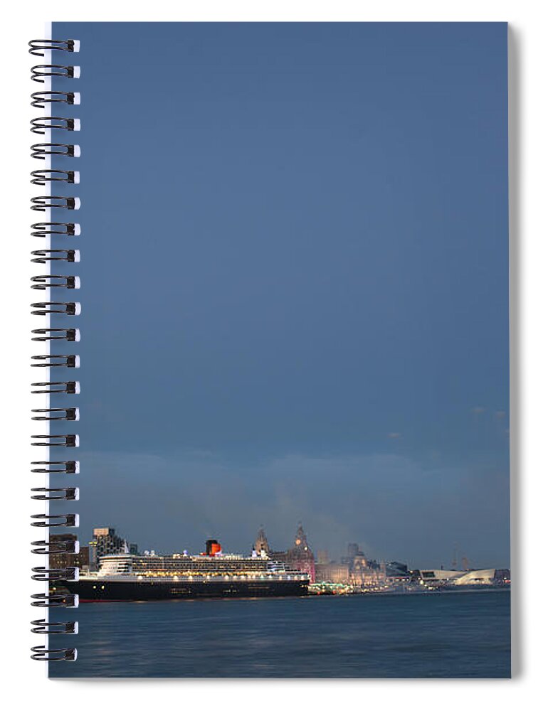  Cunard Spiral Notebook featuring the photograph Queen Mary 2 celebrates #175 by Spikey Mouse Photography