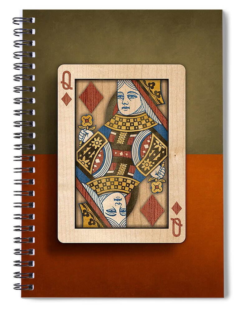 Boards Spiral Notebook featuring the photograph Queen of Diamonds in Wood by YoPedro