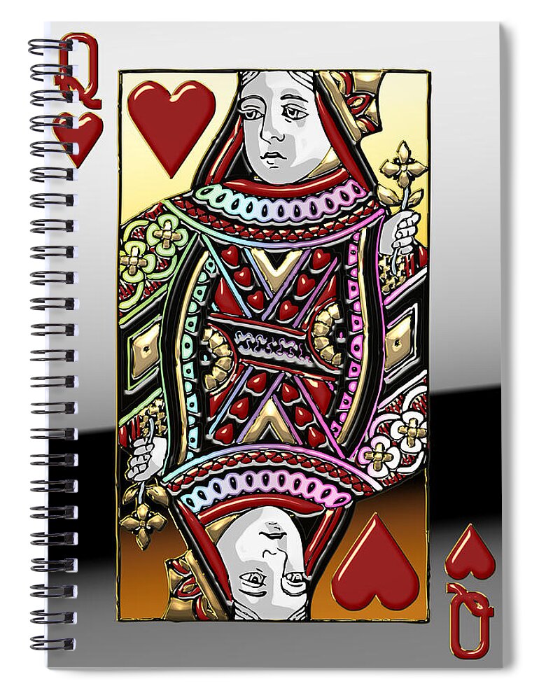 'gamble' Collection By Serge Averbukh Spiral Notebook featuring the digital art Queen of Hearts  by Serge Averbukh