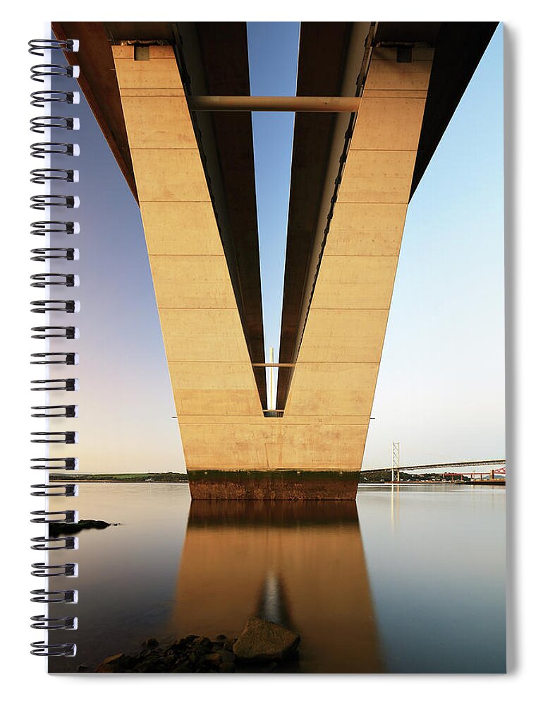 Queensferry Crossing Bridge Spiral Notebook featuring the photograph Under the Queensferry Crossing Bridge by Grant Glendinning