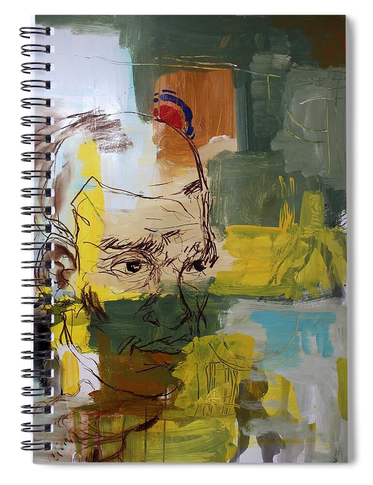 Expressive Spiral Notebook featuring the mixed media Quest-ioning by Aort Reed