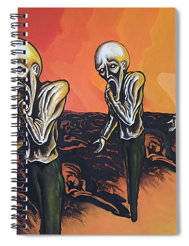 Tmad Spiral Notebook featuring the painting Question to wonder by Michael TMAD Finney