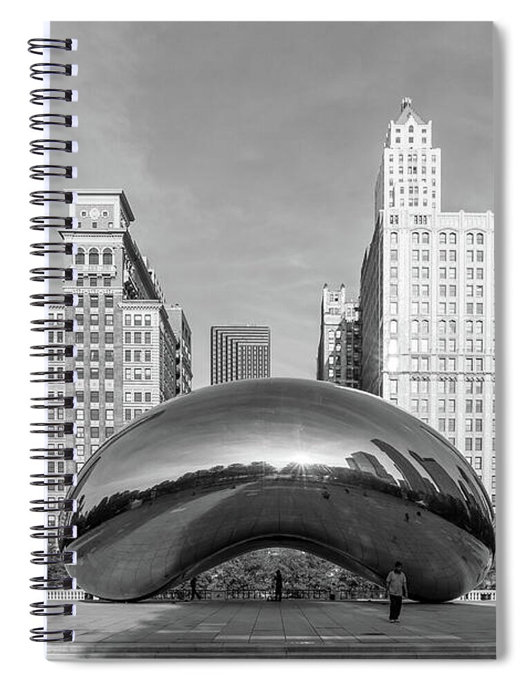 Chicago Spiral Notebook featuring the photograph Quiet Millennium Morning Grayscale by Jennifer White