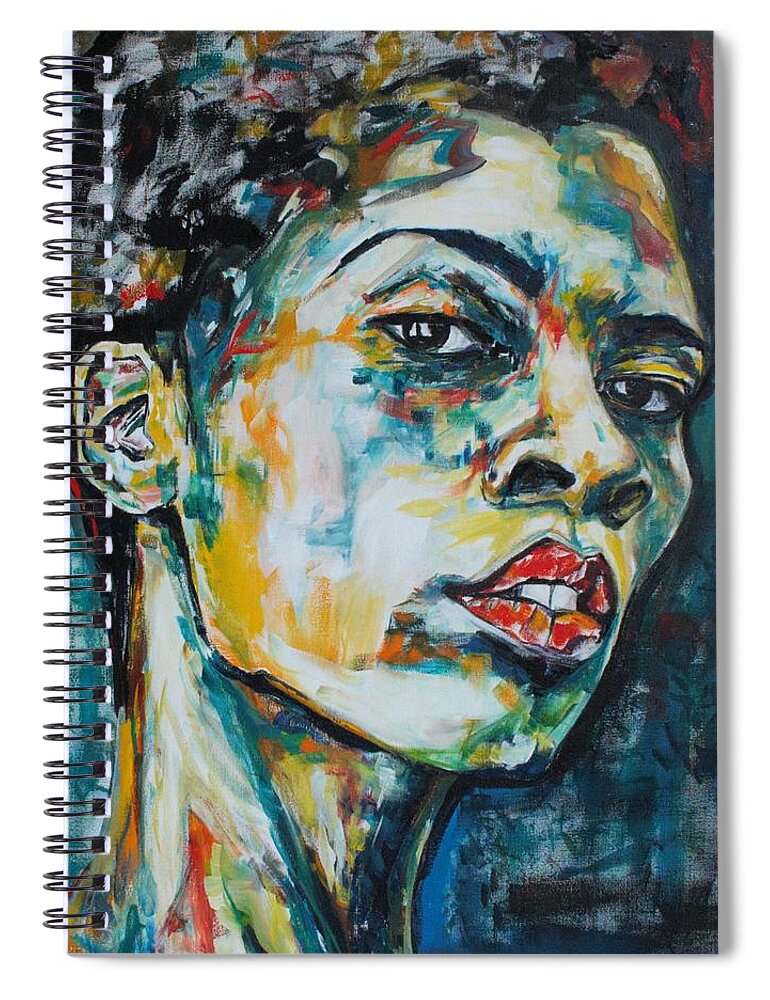 Woman Spiral Notebook featuring the painting R E S P E C T by Christel Roelandt