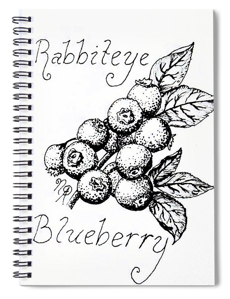 Berry Spiral Notebook featuring the drawing Rabbiteye Blueberry by Nicole Angell