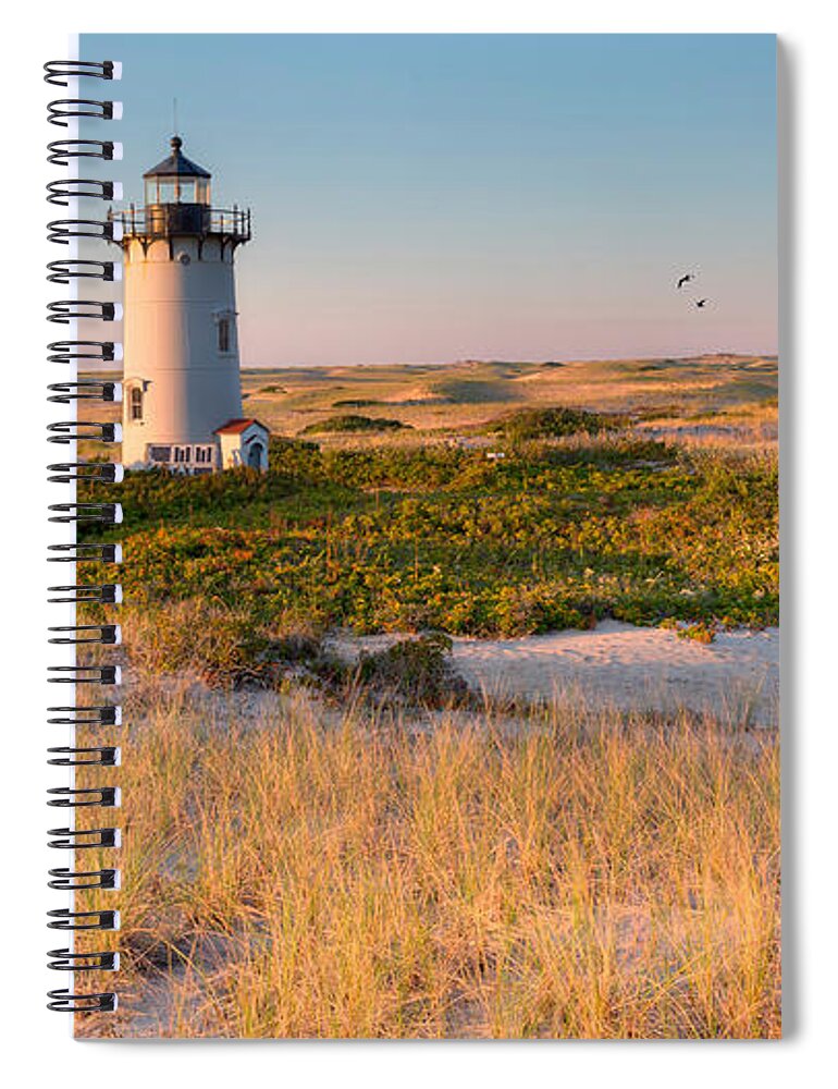 Race Point Light Spiral Notebook featuring the photograph Race Point Light Sand Dunes by Bill Wakeley