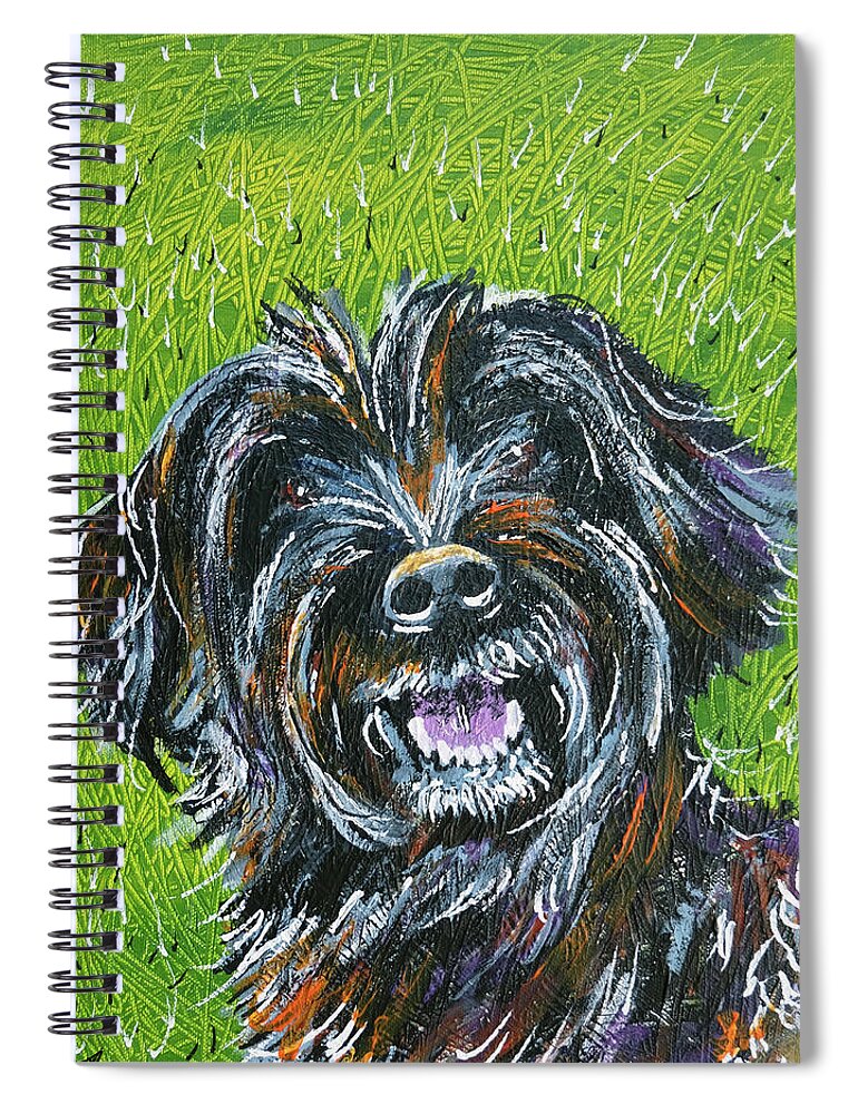 Dog Spiral Notebook featuring the painting Raffles by Laura Hol