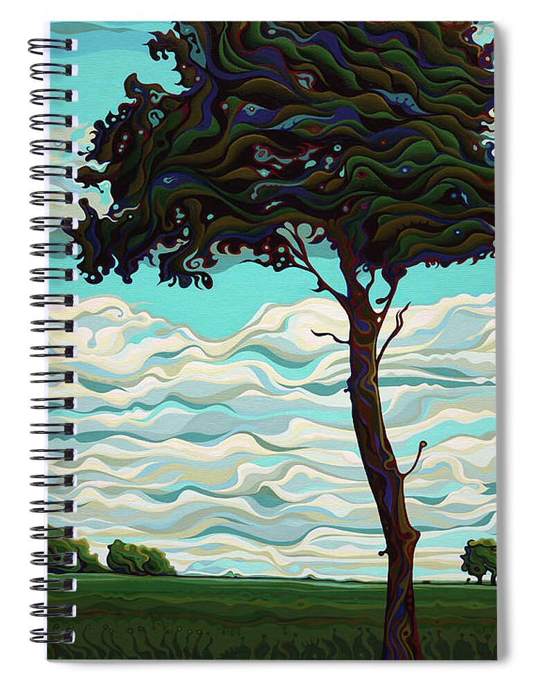Tree Spiral Notebook featuring the painting Raging Sky Po-e-Tree by Amy Ferrari