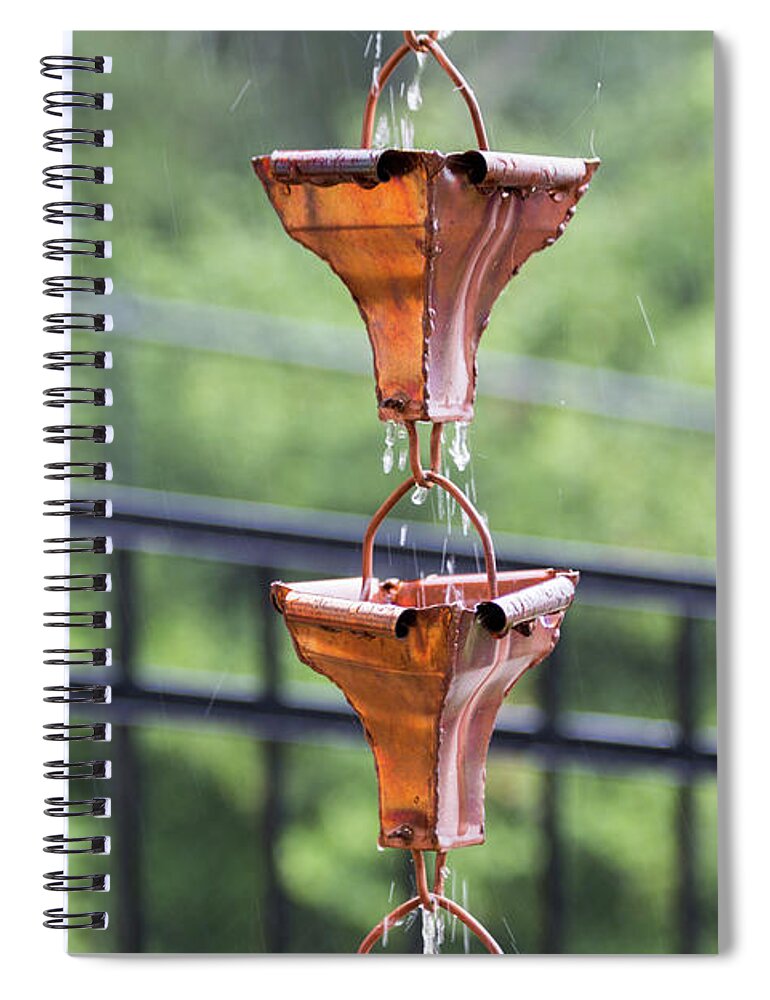 Rain Chains Spiral Notebook featuring the photograph Rain Chains by D K Wall