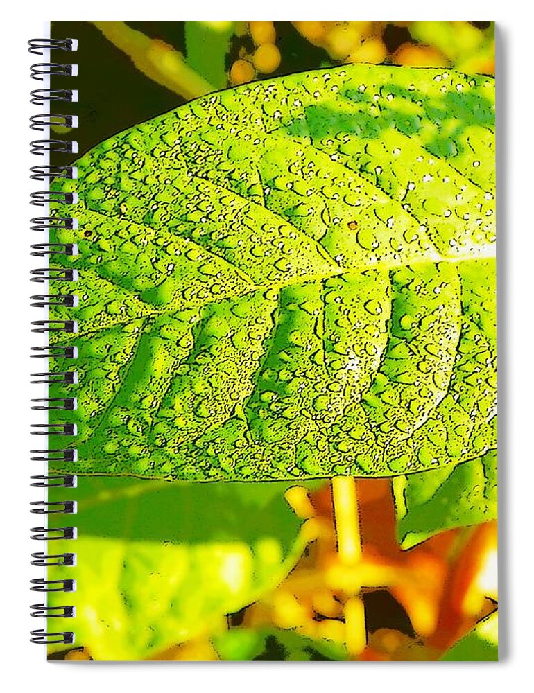 Rain Leaf Leaves Forest Plant Plants Green Craig Walters Photo Photograph Photographs A An The Art Artist Artistic Spiral Notebook featuring the digital art Rain on Leaf by Craig Walters