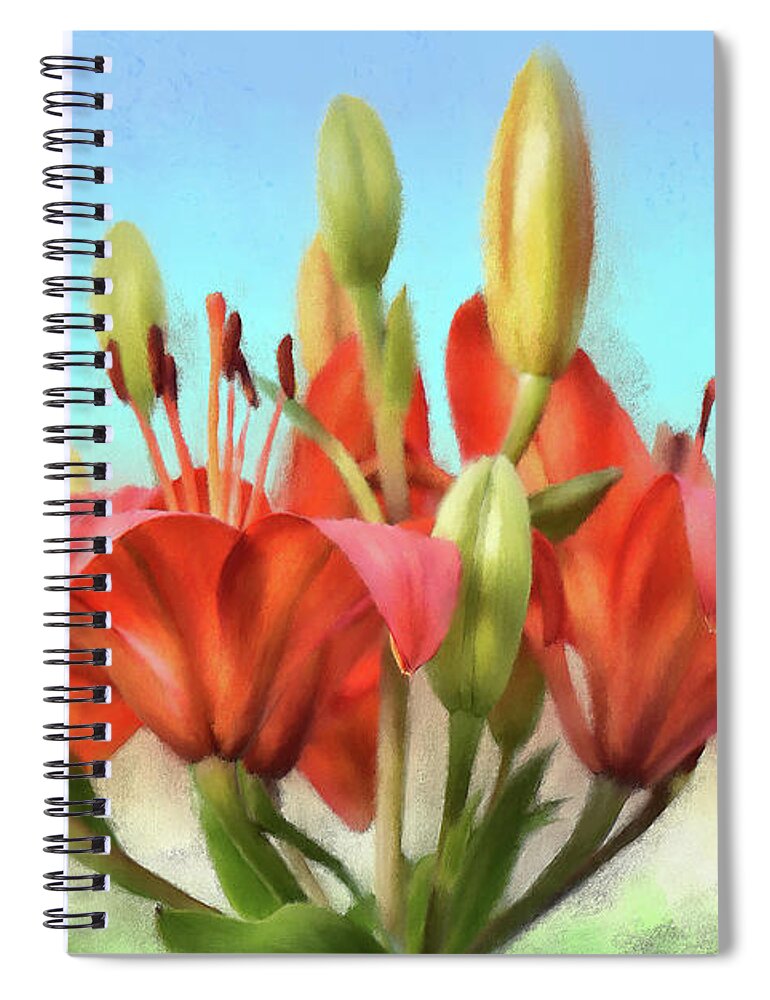 Rainbow Lilies Spiral Notebook featuring the photograph Rainbow Lilies by Lois Bryan
