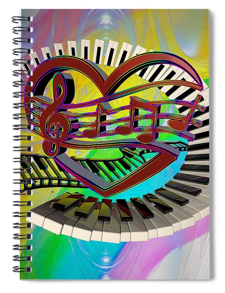 Rainbow Love Of Music # Music #rainbow Heart # Heart#valentine's Day # Spiral Notebook featuring the photograph Rainbow Love of Music by Louis Ferreira