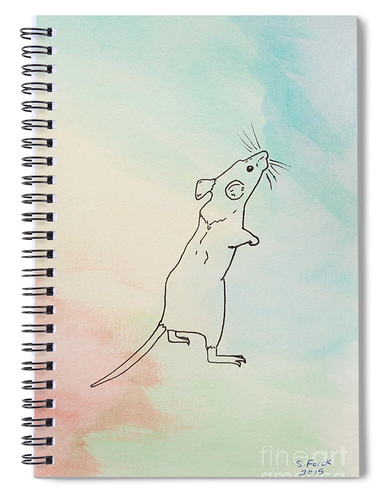 Mouse Spiral Notebook featuring the painting Rainbow mouse by Stefanie Forck