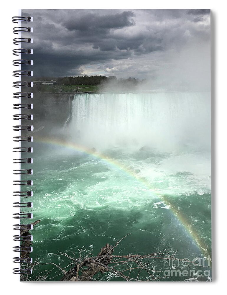 Niagara Falls Art Spiral Notebook featuring the photograph Rainbow Over Niagara Falls by Mary Sullivan