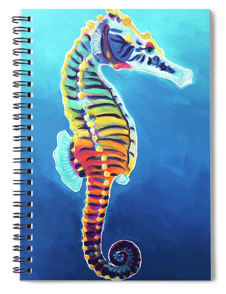 Seahorse Spiral Notebook featuring the painting Rainbow Seahorse by Dawg Painter