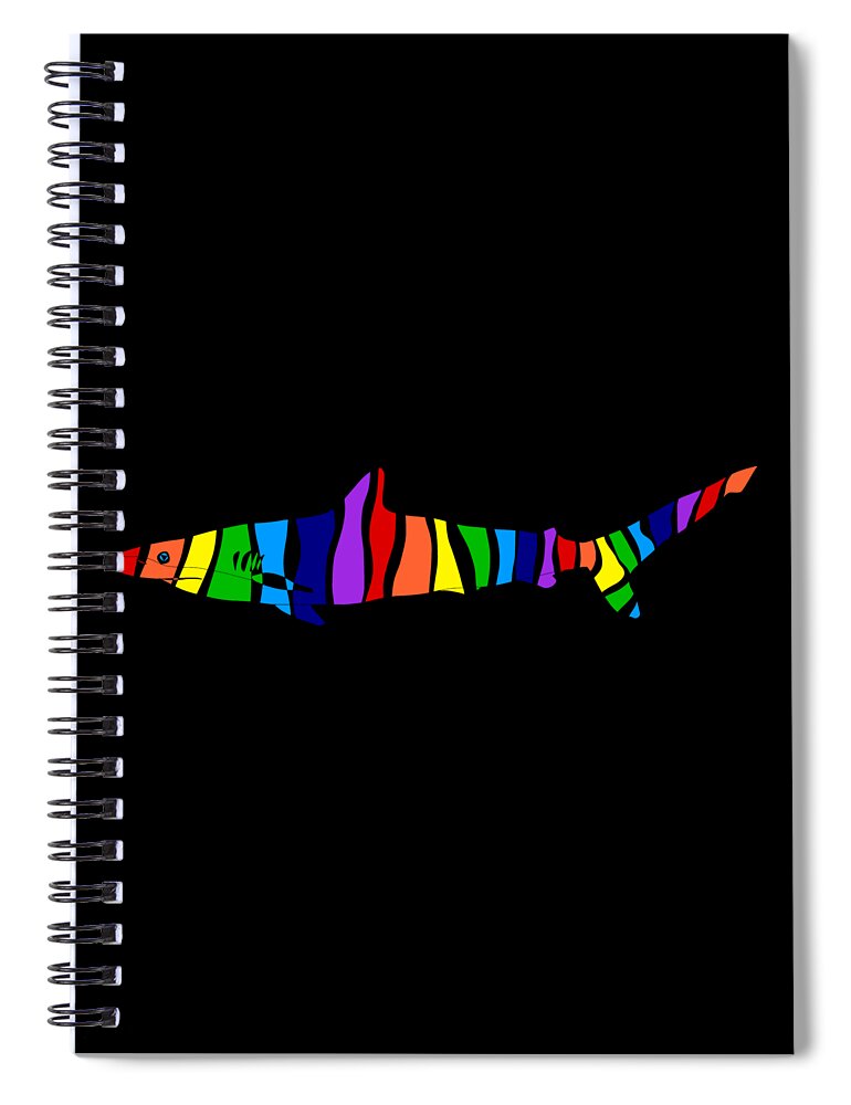Rainbow Spiral Notebook featuring the digital art Rainbow Shark by Piotr Dulski