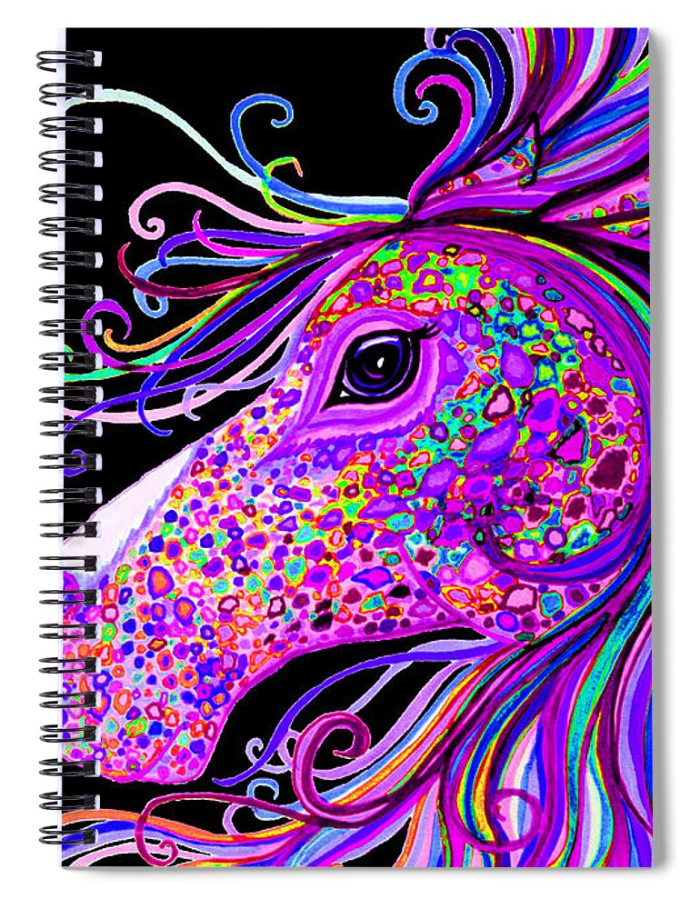 Horse Spiral Notebook featuring the digital art Rainbow Spotted Horse Head 2 by Nick Gustafson