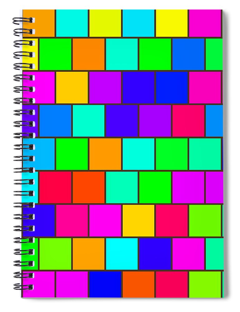 Abstract Spiral Notebook featuring the digital art Rainbow tiles by Miroslav Nemecek
