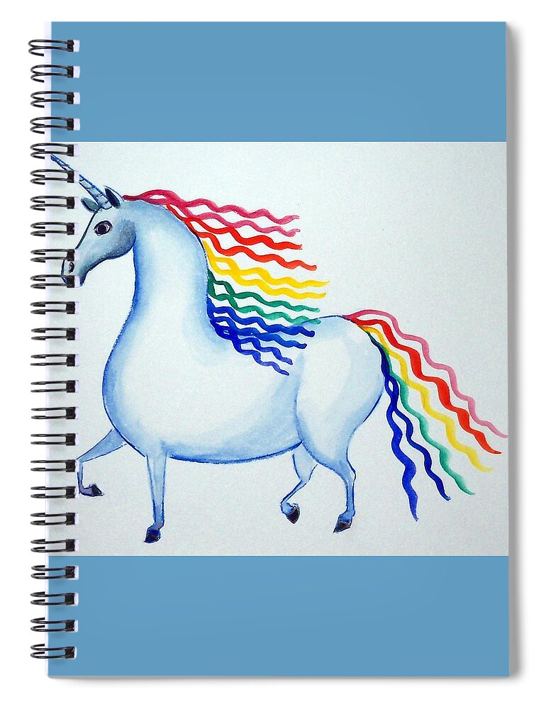 Unicorn Spiral Notebook featuring the painting Rainbow Unicorn by Debbie Criswell
