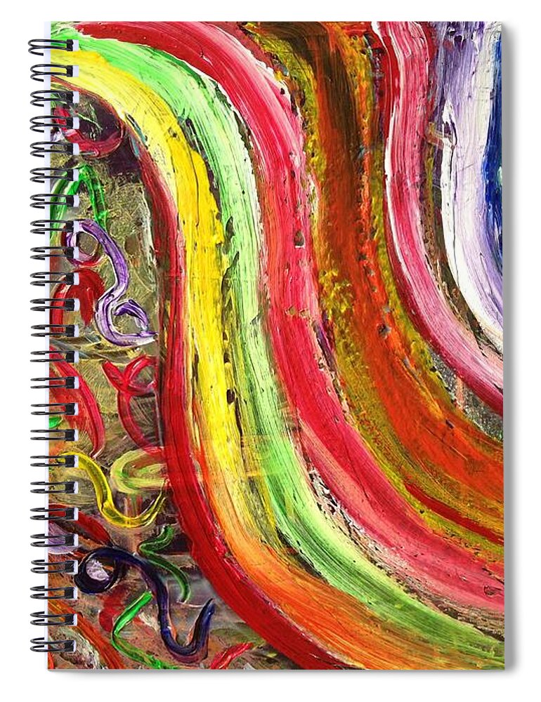 Rainbows Spiral Notebook featuring the painting Rainbows and puzzels by Sarahleah Hankes