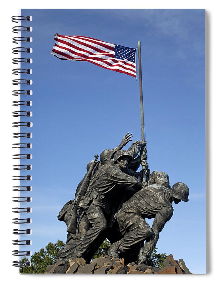 Marines Spiral Notebook featuring the photograph Raising the flag on Iwo - 807 by Paul W Faust - Impressions of Light