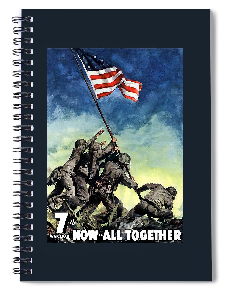Iwo Jima Spiral Notebook featuring the painting Raising The Flag On Iwo Jima by War Is Hell Store