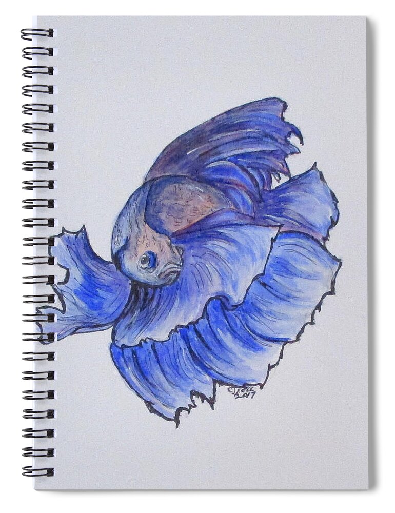 Betta Fish Spiral Notebook featuring the painting Ralphi, Betta Fish by Clyde J Kell