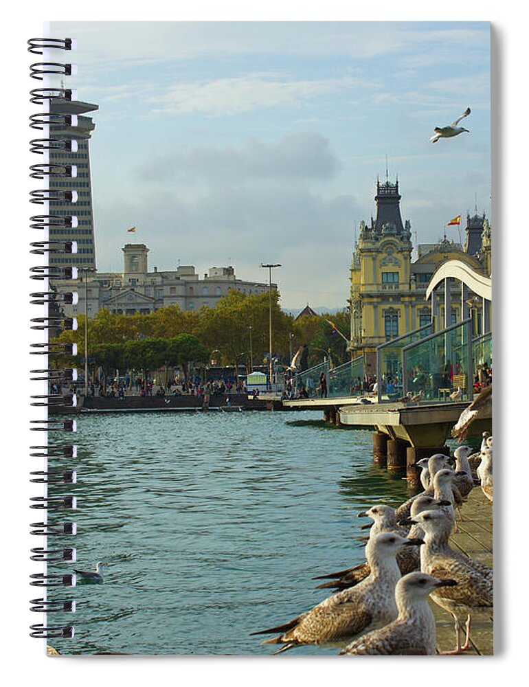  Architecture Spiral Notebook featuring the photograph Rambla Maritim in Barcelona by Anastasy Yarmolovich