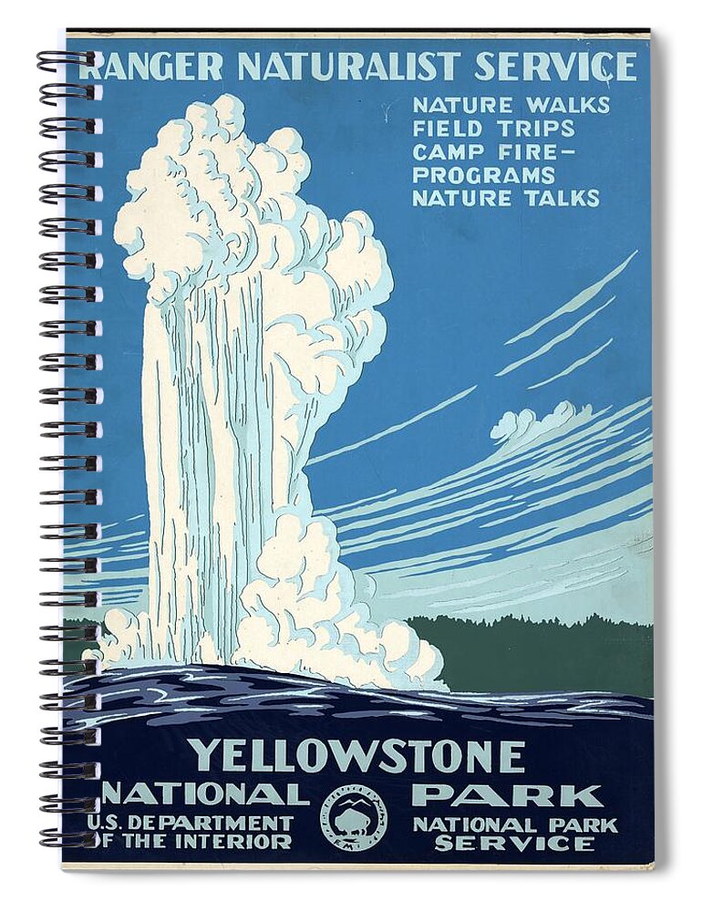 #faatoppicks Spiral Notebook featuring the mixed media Ranger Naturalist Service - Yellowstone National Park - Retro travel Poster - Vintage Poster by Studio Grafiikka